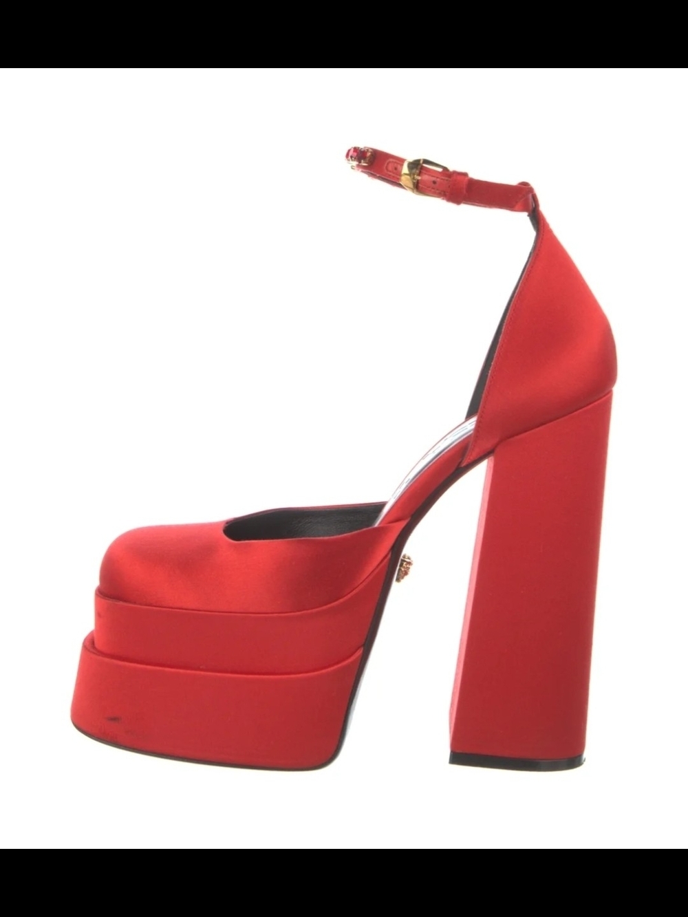 ❤️ VERSACE ❤️ Red Platform Ankle-Strap Women's Heels